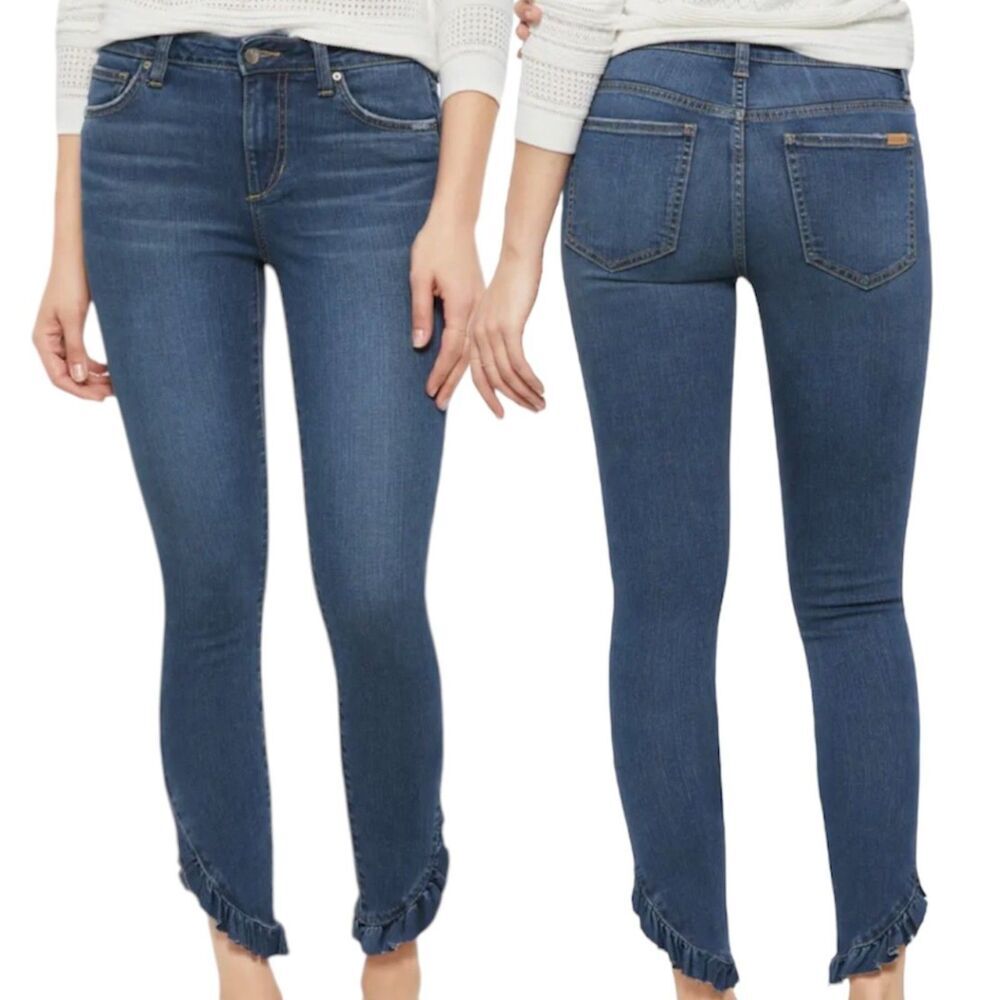 NWT Joe's Jeans The Icon Mid Rise Skinny Ruffle Hem Ankle Jeans 30